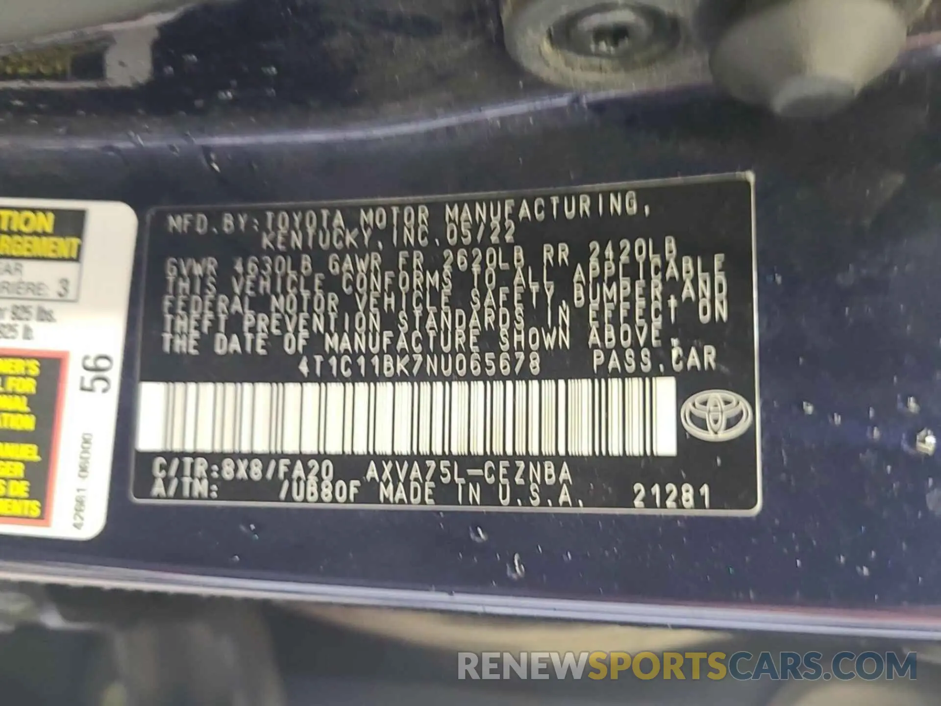 9 Photograph of a damaged car 4T1C11BK7NU065678 TOYOTA CAMRY 2022