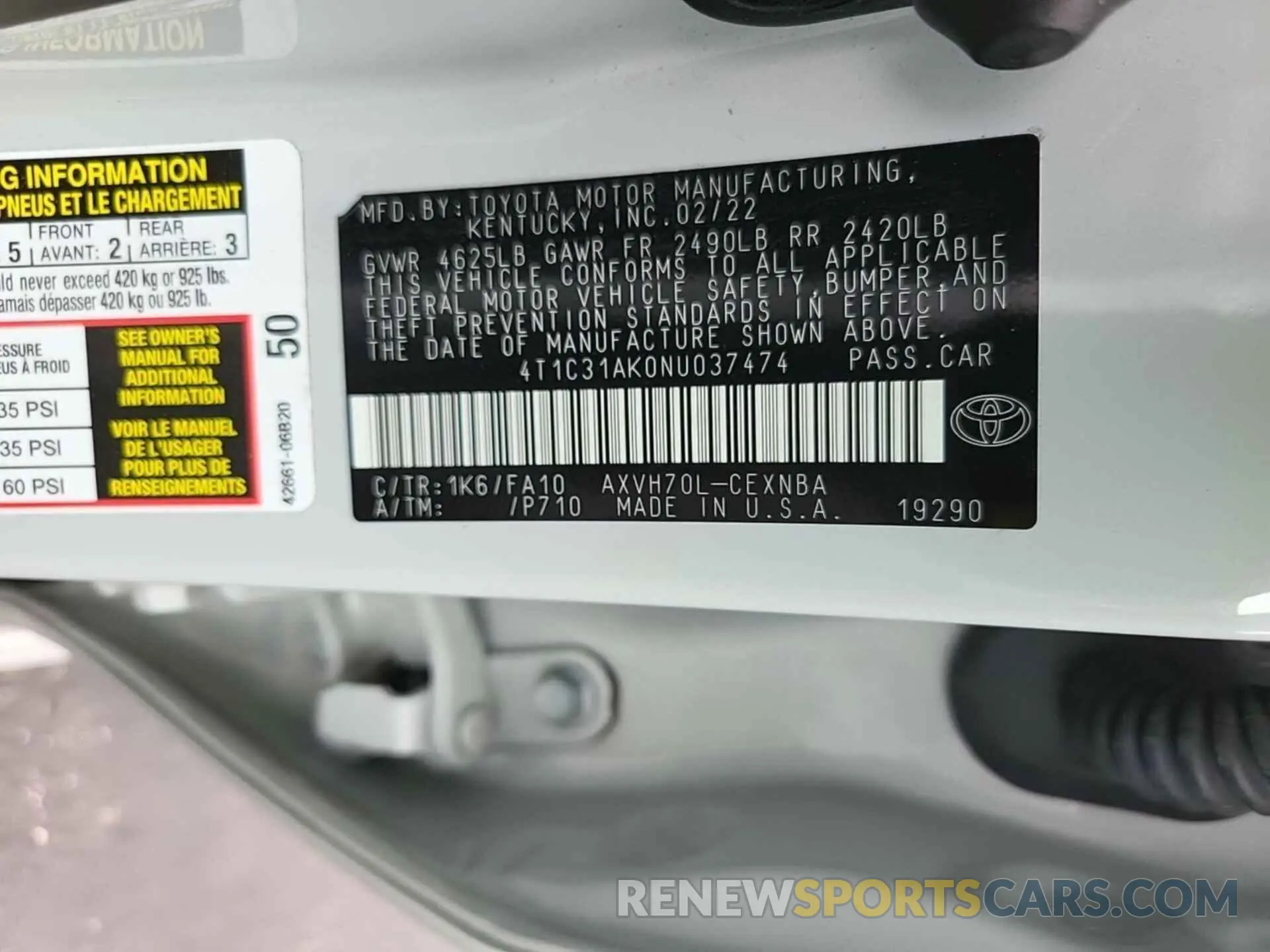 16 Photograph of a damaged car 4T1C31AK0NU037474 TOYOTA CAMRY 2022