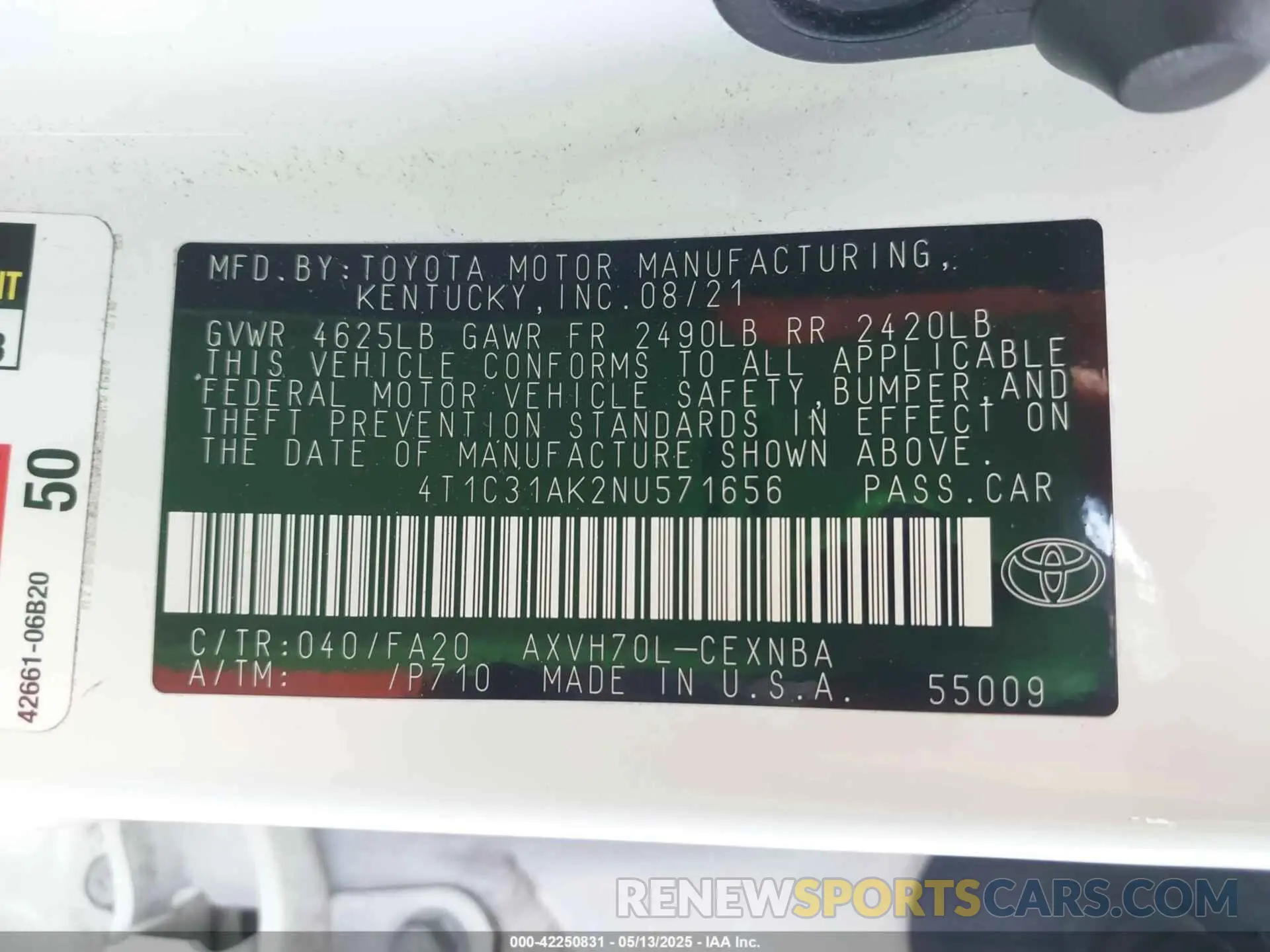 9 Photograph of a damaged car 4T1C31AK2NU571656 TOYOTA CAMRY 2022