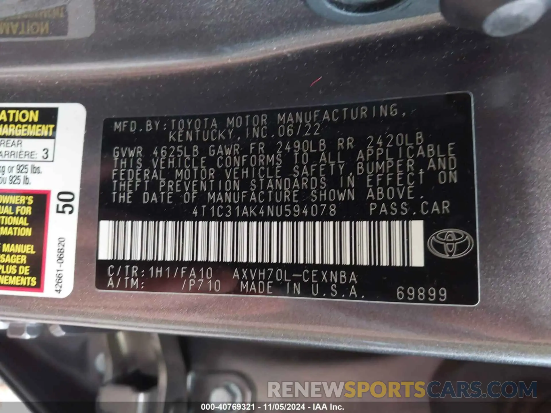 9 Photograph of a damaged car 4T1C31AK4NU594078 TOYOTA CAMRY 2022