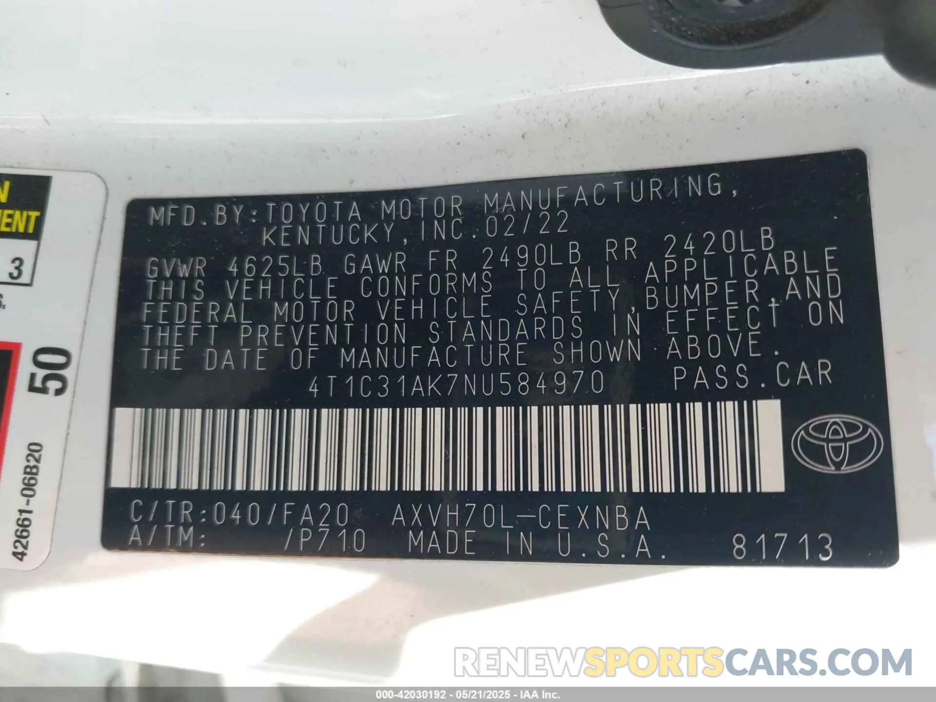 9 Photograph of a damaged car 4T1C31AK7NU584970 TOYOTA CAMRY 2022