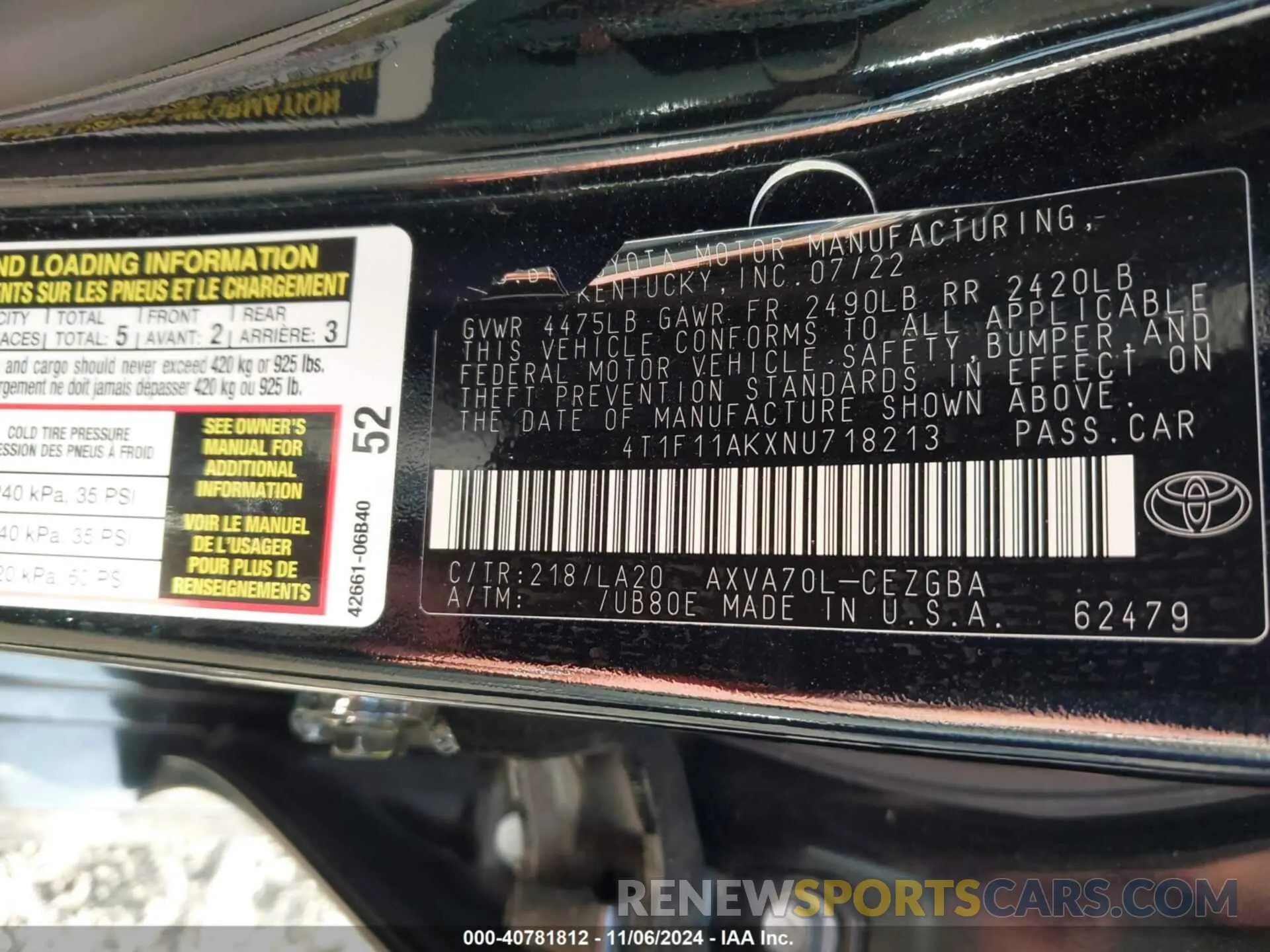 9 Photograph of a damaged car 4T1F11AKXNU718213 TOYOTA CAMRY 2022