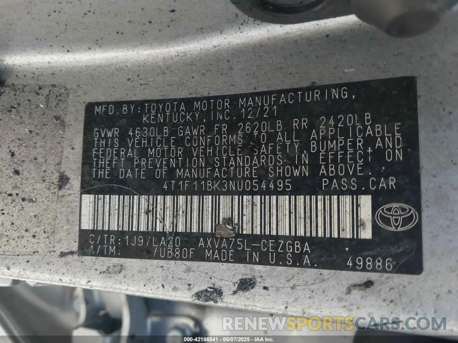 9 Photograph of a damaged car 4T1F11BK3NU054495 TOYOTA CAMRY 2022