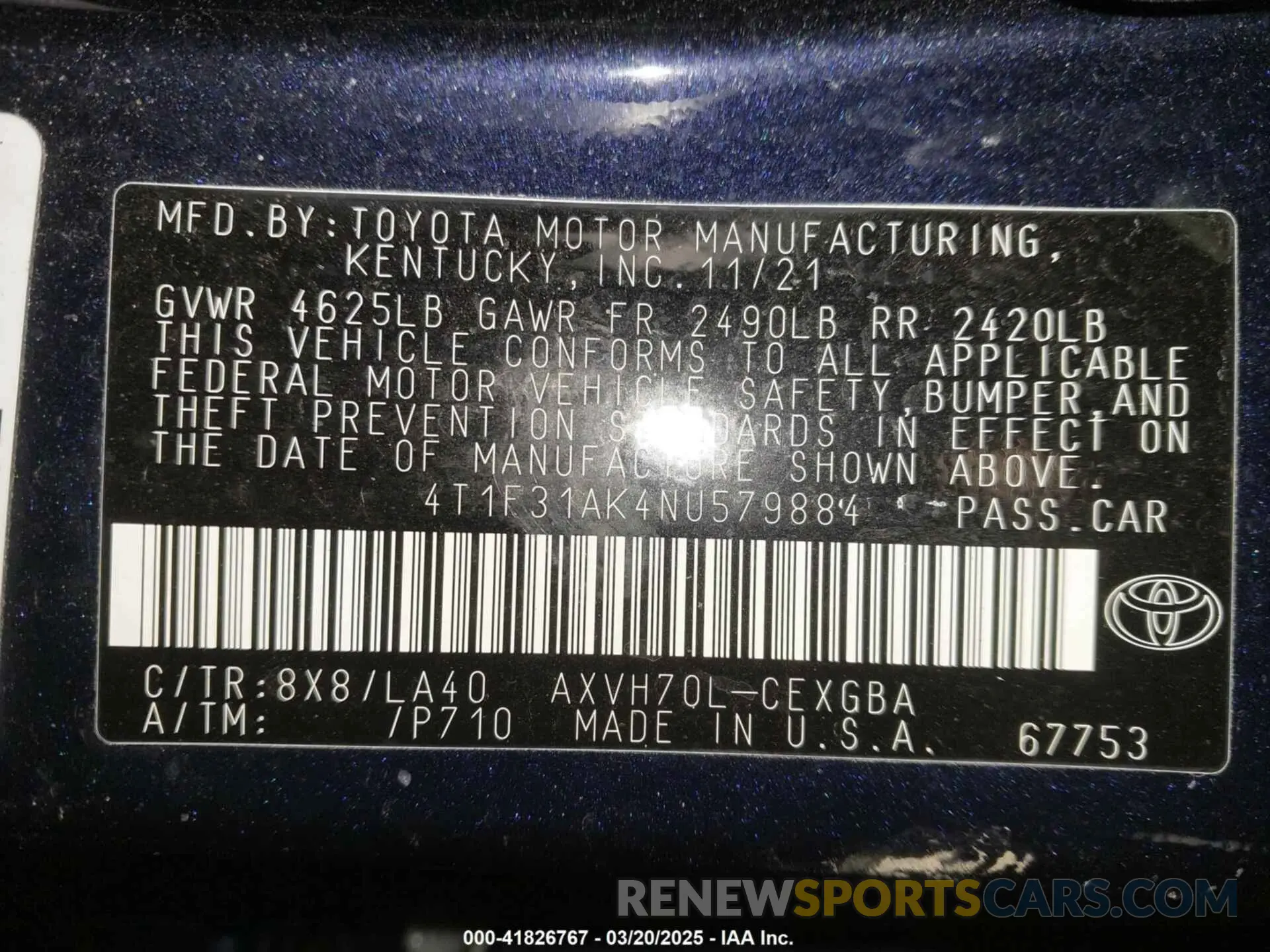 9 Photograph of a damaged car 4T1F31AK4NU579884 TOYOTA CAMRY 2022