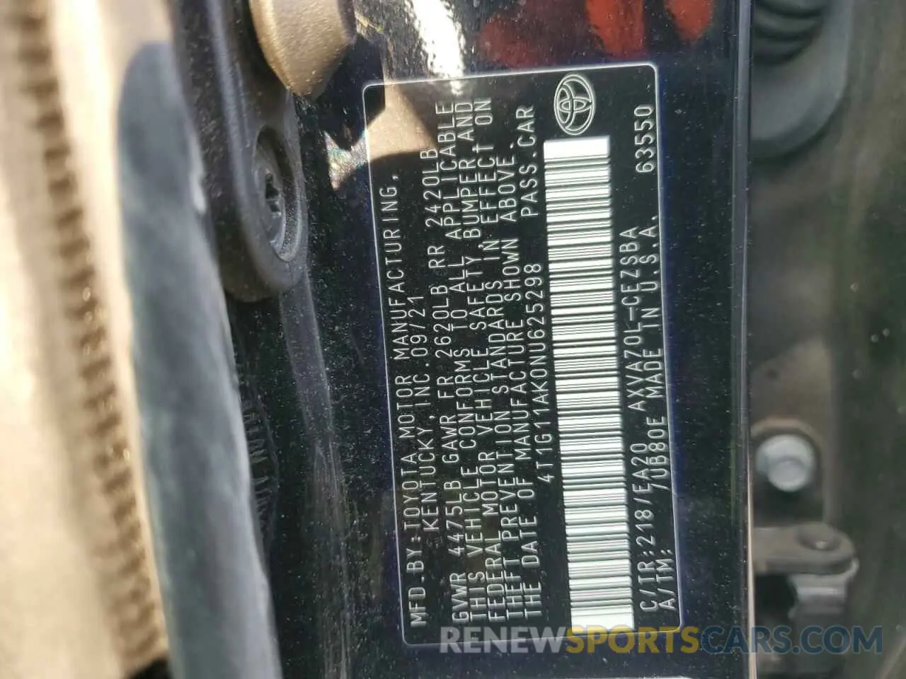 12 Photograph of a damaged car 4T1G11AK0NU625298 TOYOTA CAMRY 2022