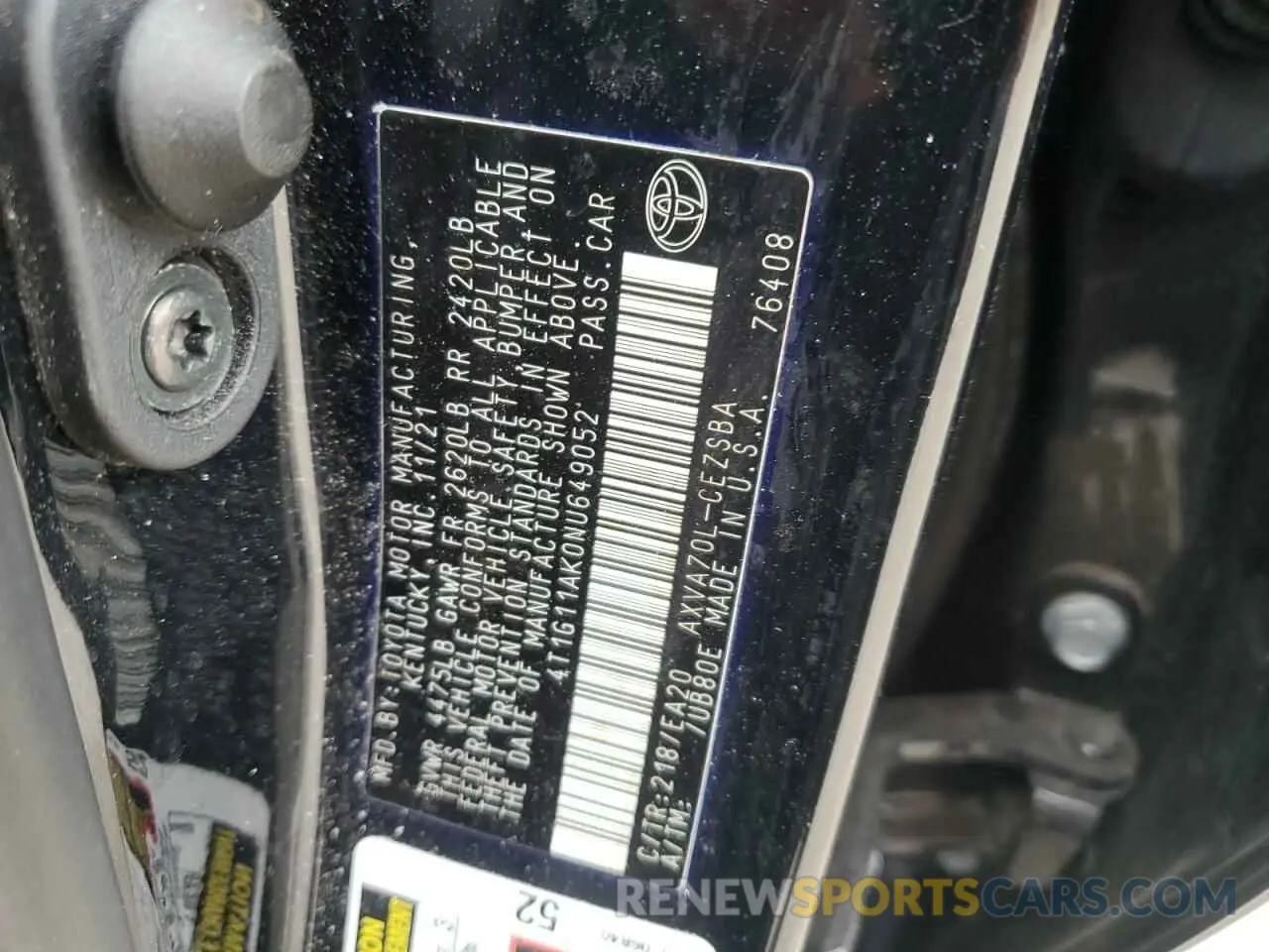 12 Photograph of a damaged car 4T1G11AK0NU649052 TOYOTA CAMRY 2022