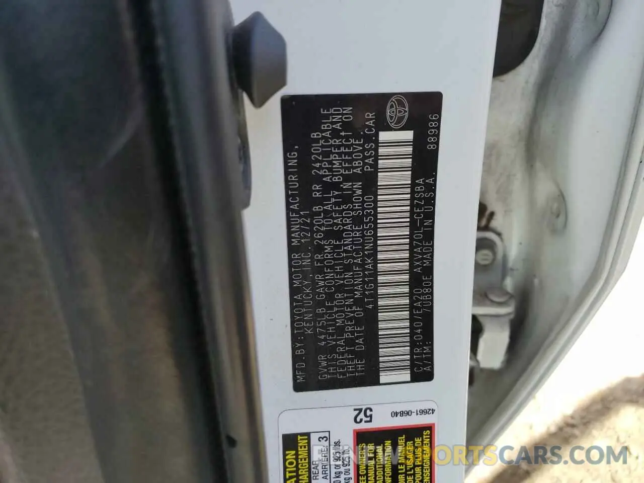 12 Photograph of a damaged car 4T1G11AK1NU655300 TOYOTA CAMRY 2022