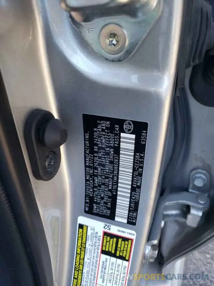 12 Photograph of a damaged car 4T1G11AK2NU662837 TOYOTA CAMRY 2022