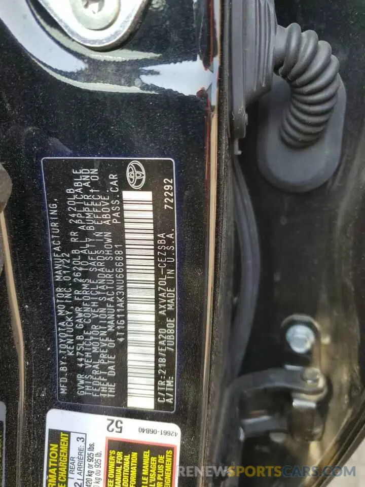12 Photograph of a damaged car 4T1G11AK3NU666881 TOYOTA CAMRY 2022