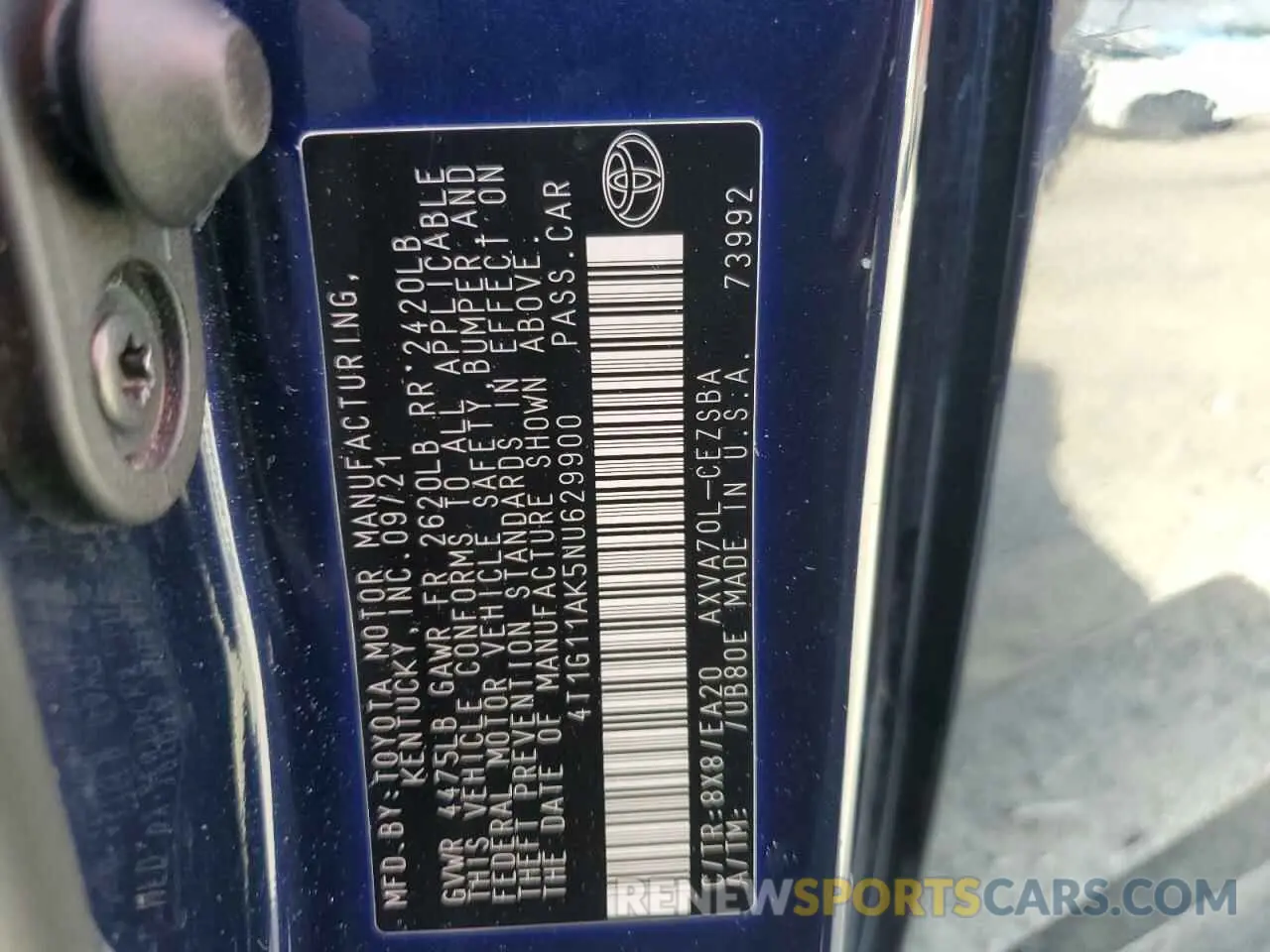 12 Photograph of a damaged car 4T1G11AK5NU629900 TOYOTA CAMRY 2022