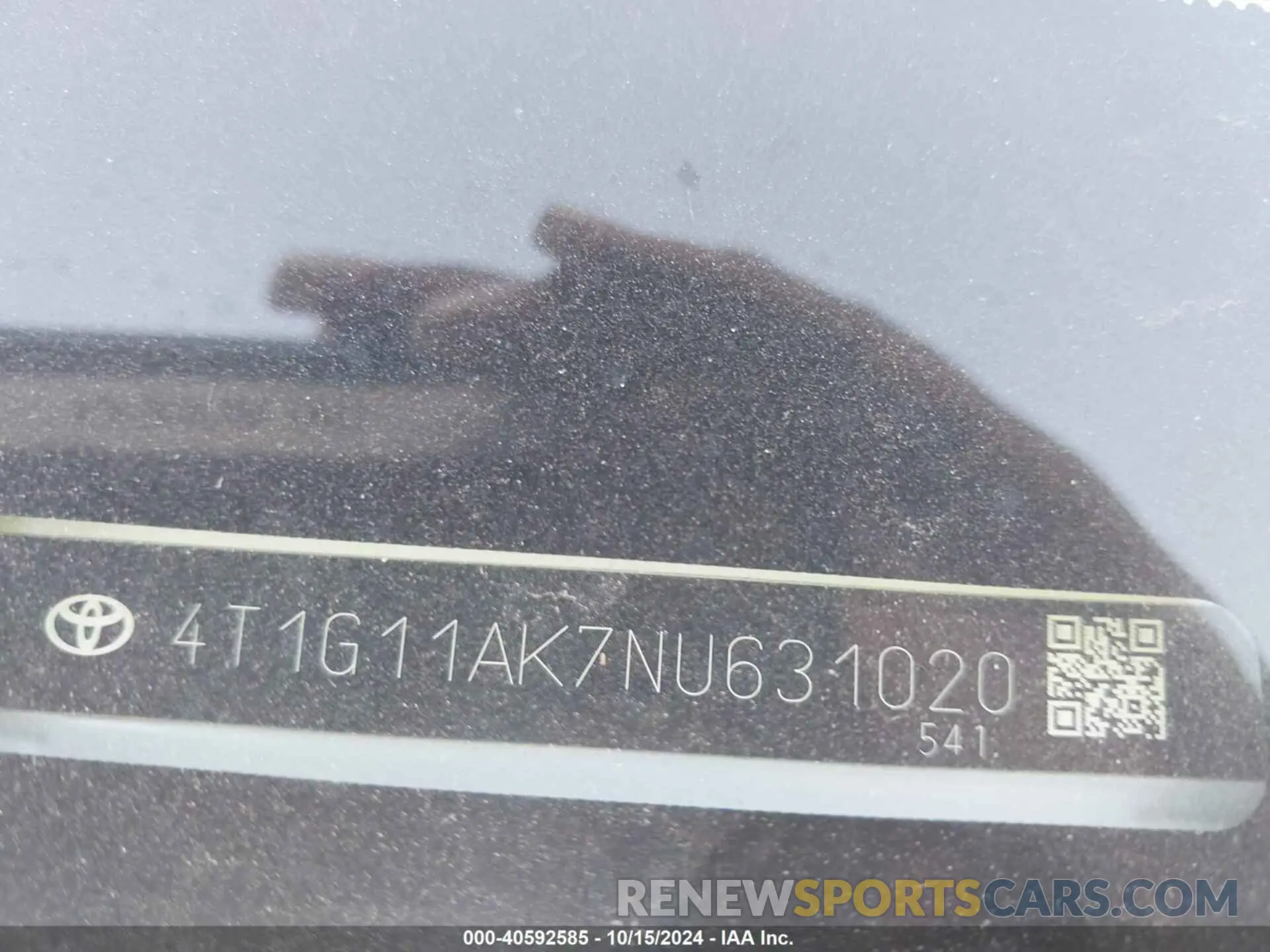 9 Photograph of a damaged car 4T1G11AK7NU631020 TOYOTA CAMRY 2022