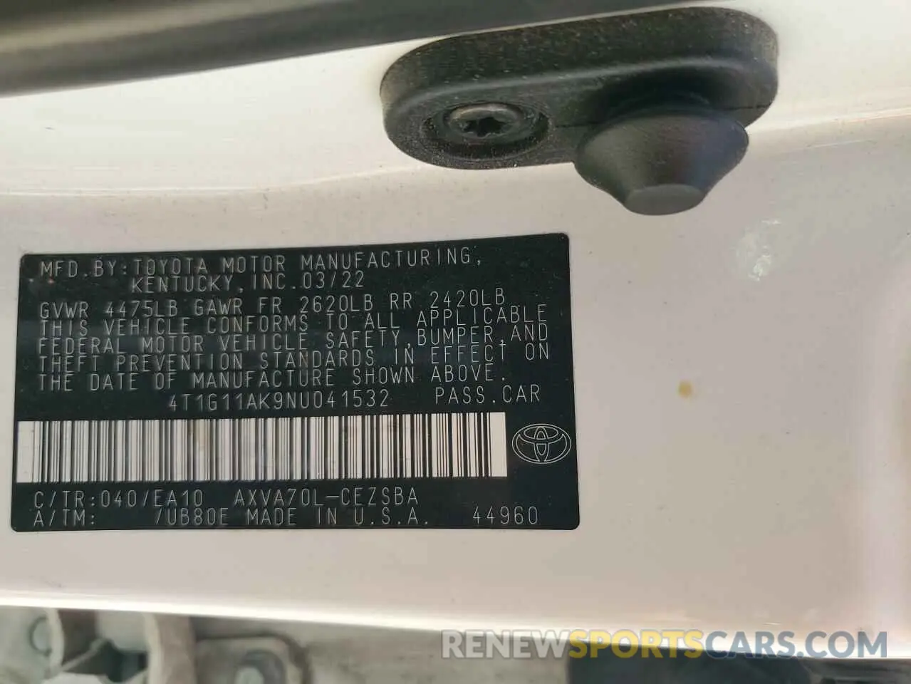 13 Photograph of a damaged car 4T1G11AK9NU041532 TOYOTA CAMRY 2022