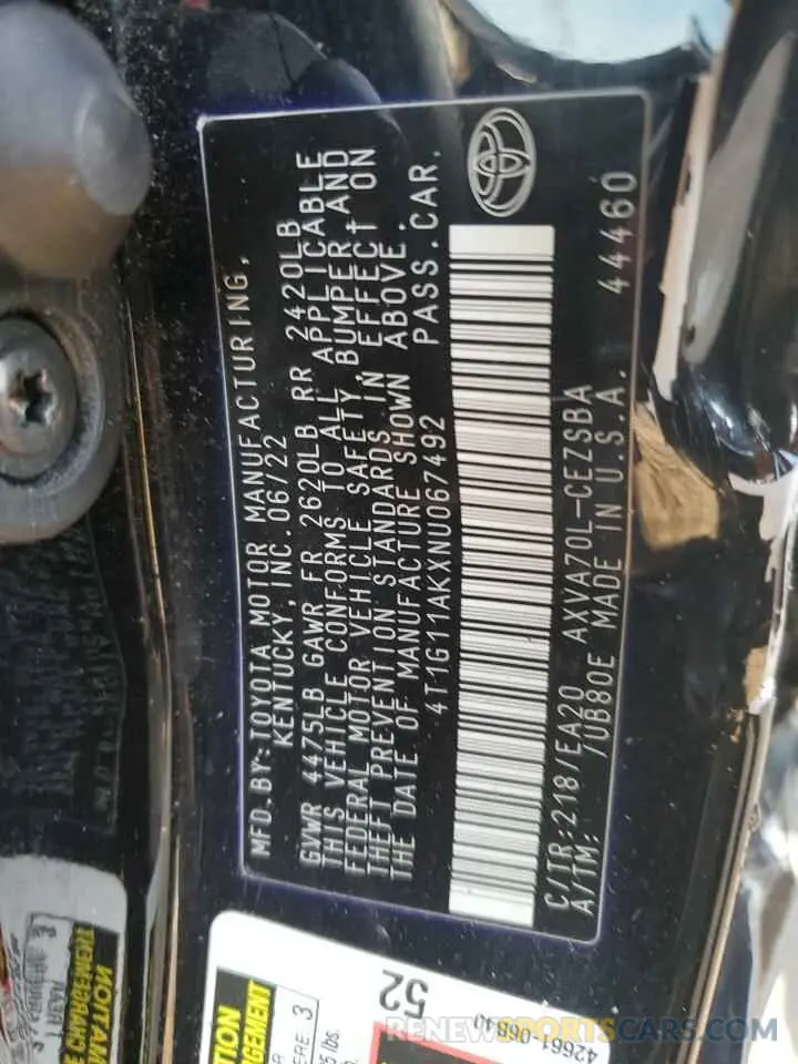 14 Photograph of a damaged car 4T1G11AKXNU067492 TOYOTA CAMRY 2022