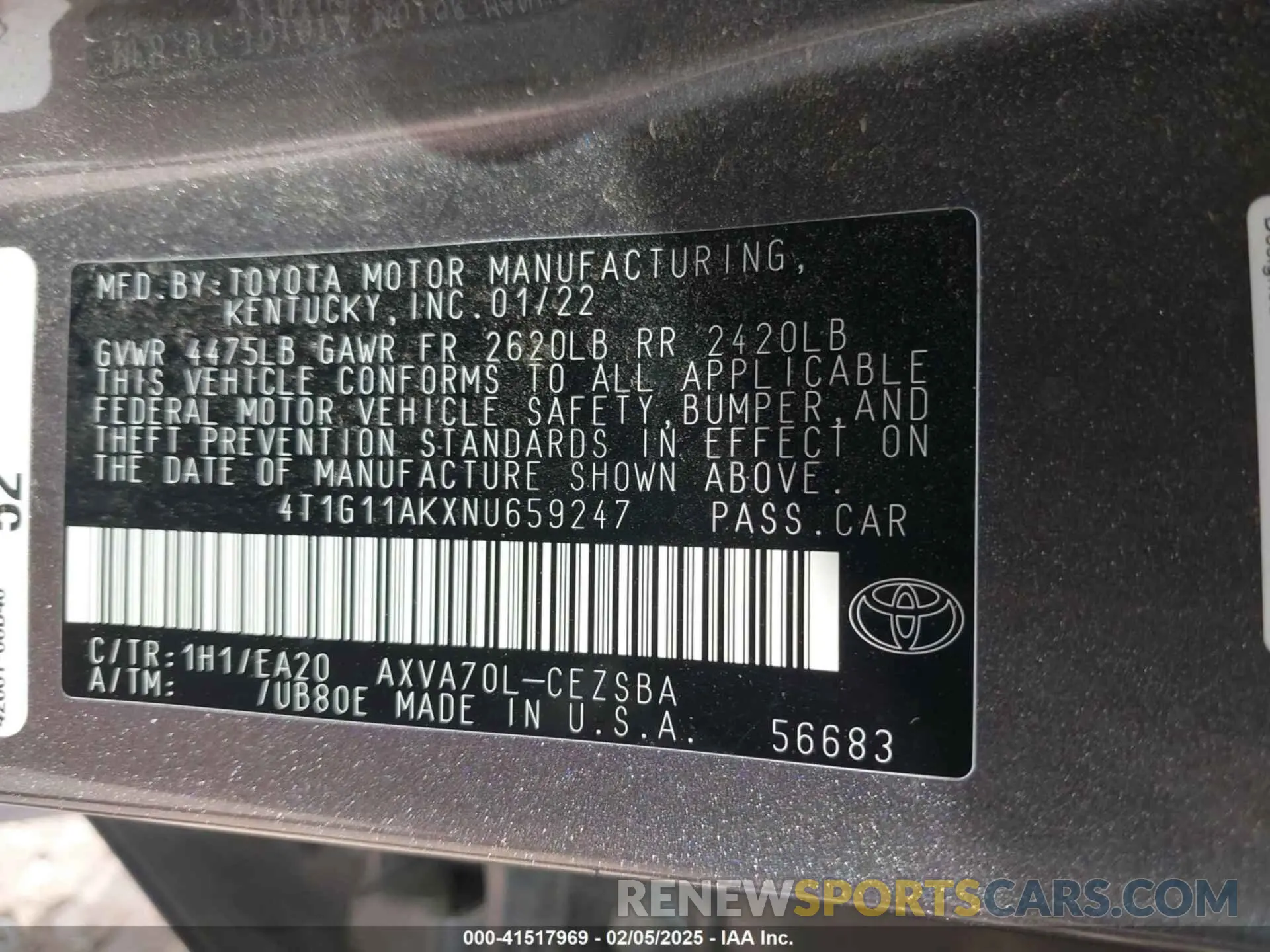 9 Photograph of a damaged car 4T1G11AKXNU659247 TOYOTA CAMRY 2022