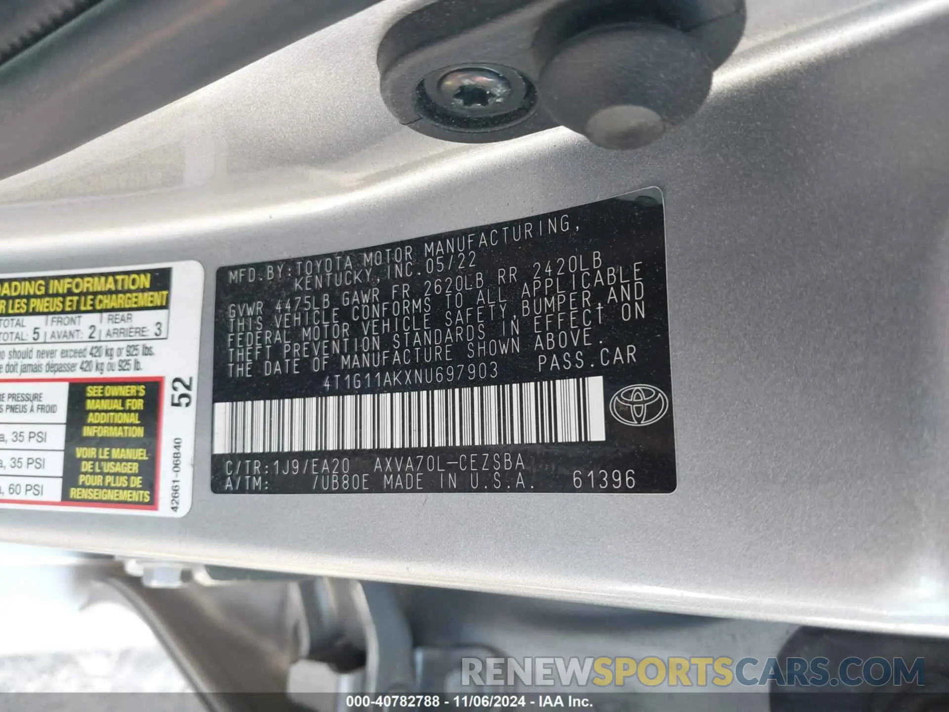9 Photograph of a damaged car 4T1G11AKXNU697903 TOYOTA CAMRY 2022