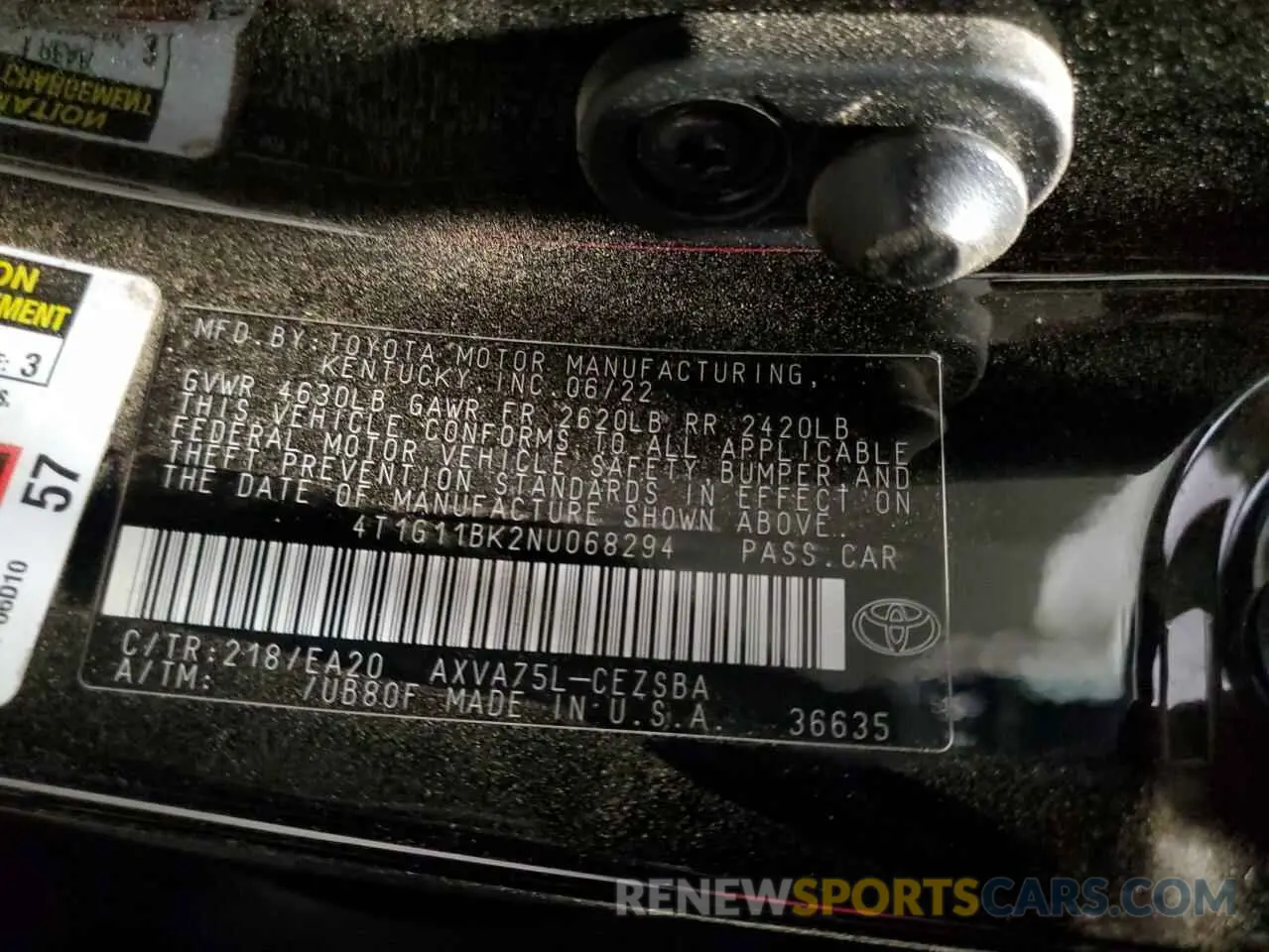 13 Photograph of a damaged car 4T1G11BK2NU068294 TOYOTA CAMRY 2022