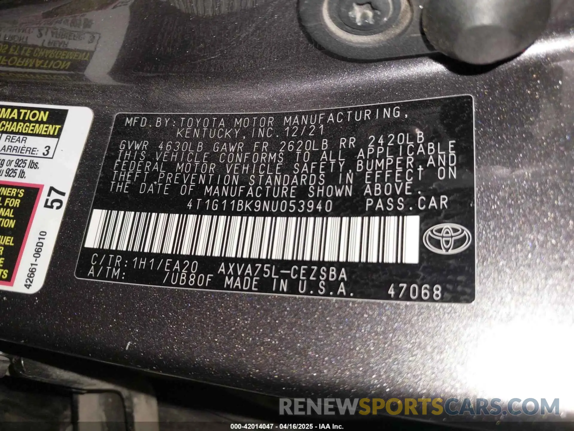 9 Photograph of a damaged car 4T1G11BK9NU053940 TOYOTA CAMRY 2022