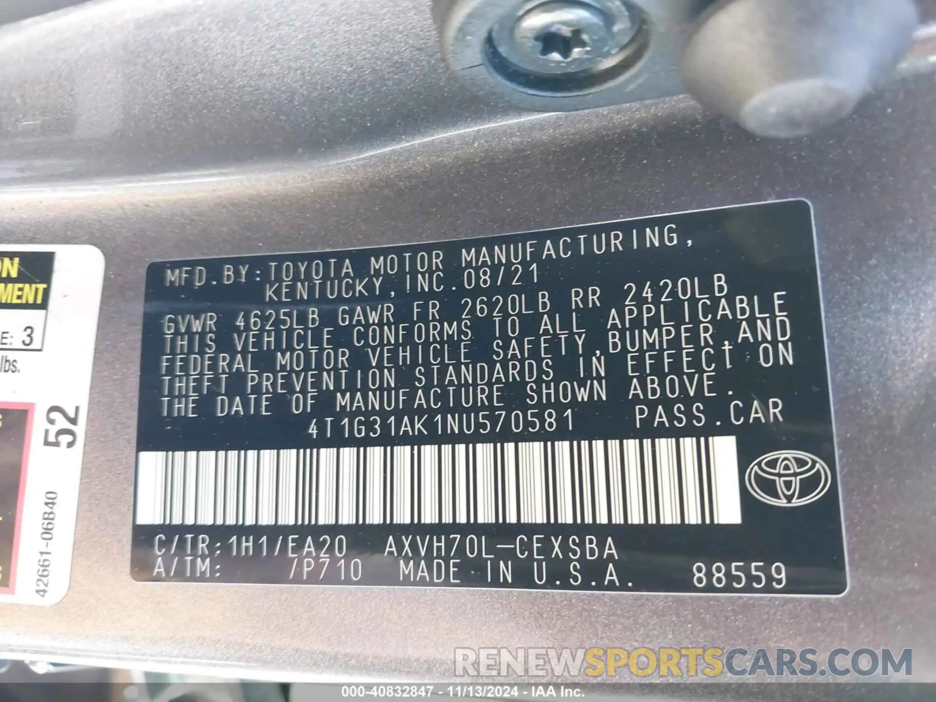 9 Photograph of a damaged car 4T1G31AK1NU570581 TOYOTA CAMRY 2022