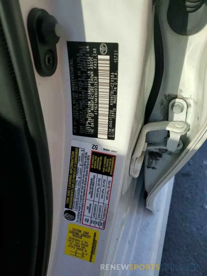 12 Photograph of a damaged car 4T1G31AKXNU032638 TOYOTA CAMRY 2022