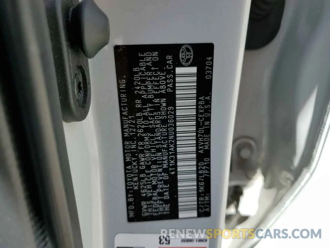 13 Photograph of a damaged car 4T1K31AK2NU036029 TOYOTA CAMRY 2022