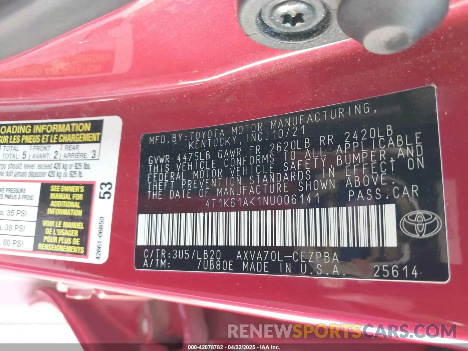 9 Photograph of a damaged car 4T1K61AK1NU006141 TOYOTA CAMRY 2022
