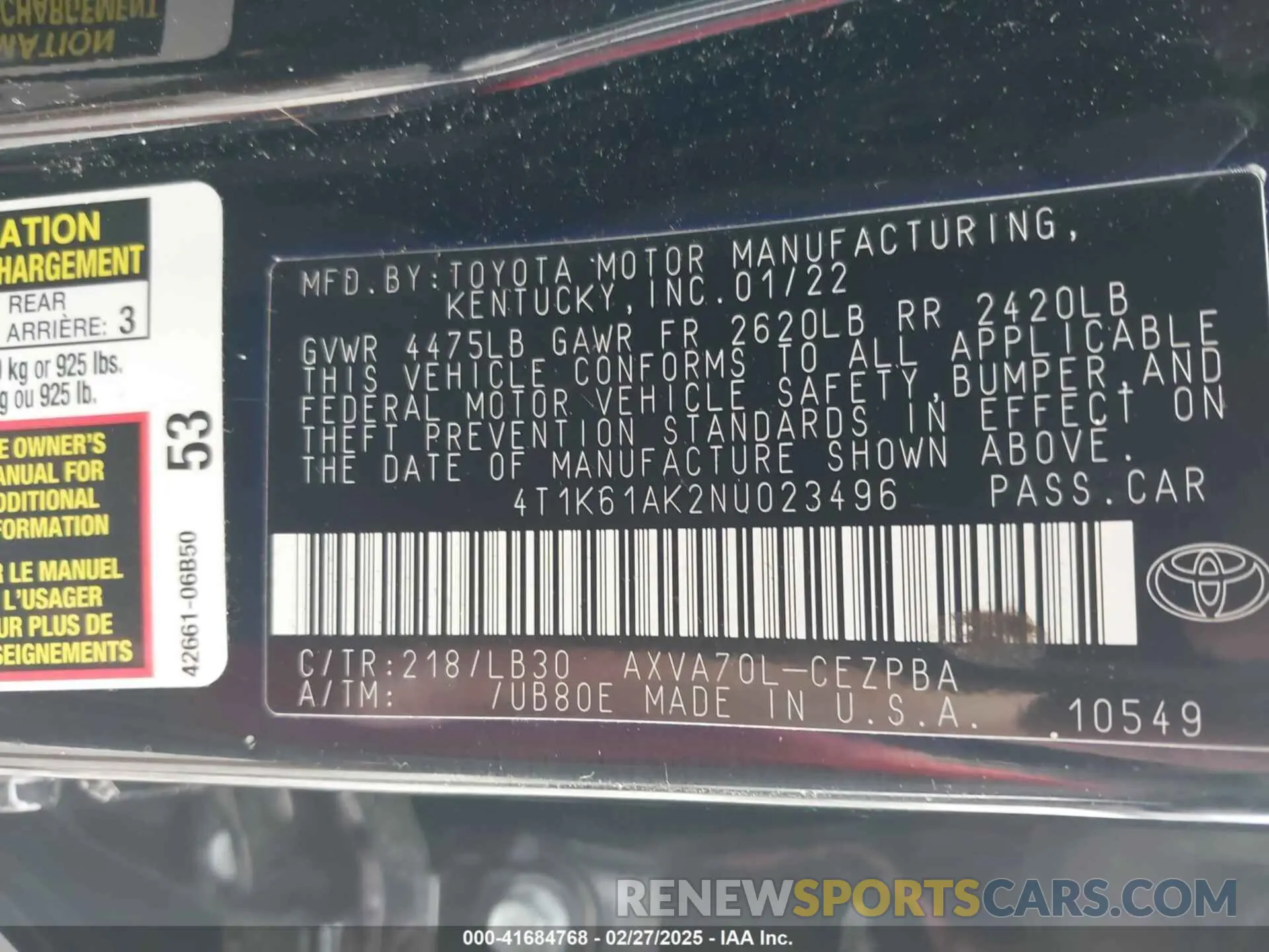 9 Photograph of a damaged car 4T1K61AK2NU023496 TOYOTA CAMRY 2022
