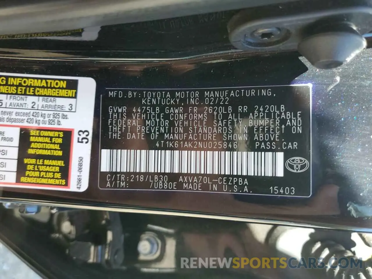 13 Photograph of a damaged car 4T1K61AK2NU025846 TOYOTA CAMRY 2022