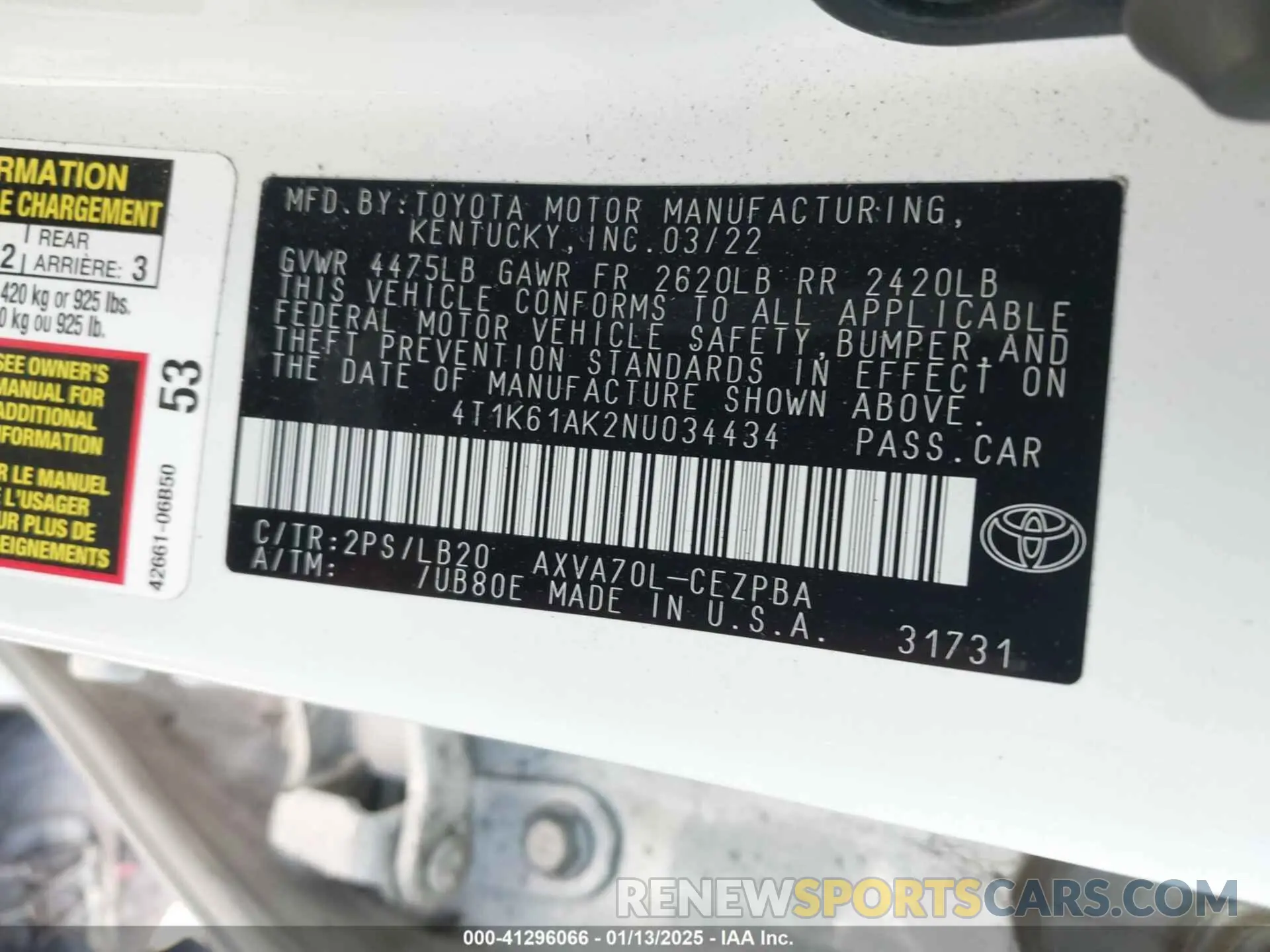 9 Photograph of a damaged car 4T1K61AK2NU034434 TOYOTA CAMRY 2022