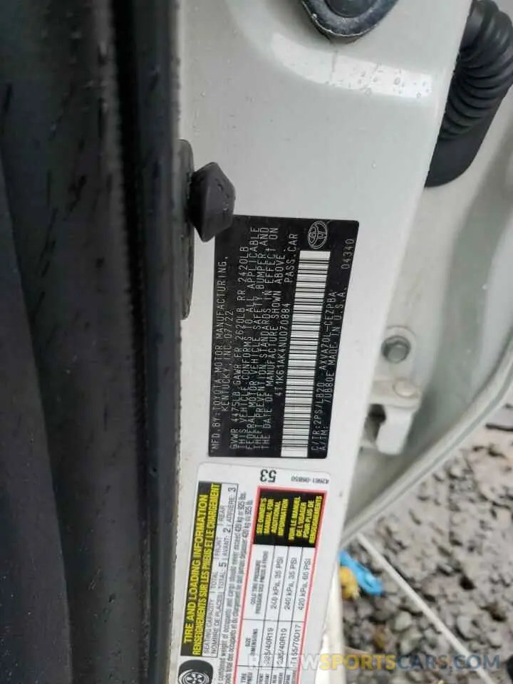 12 Photograph of a damaged car 4T1K61AK4NU070884 TOYOTA CAMRY 2022
