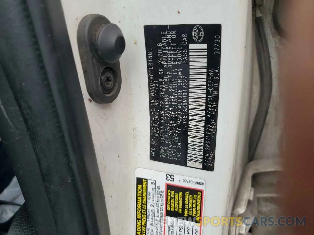 12 Photograph of a damaged car 4T1K61AK8NU012227 TOYOTA CAMRY 2022