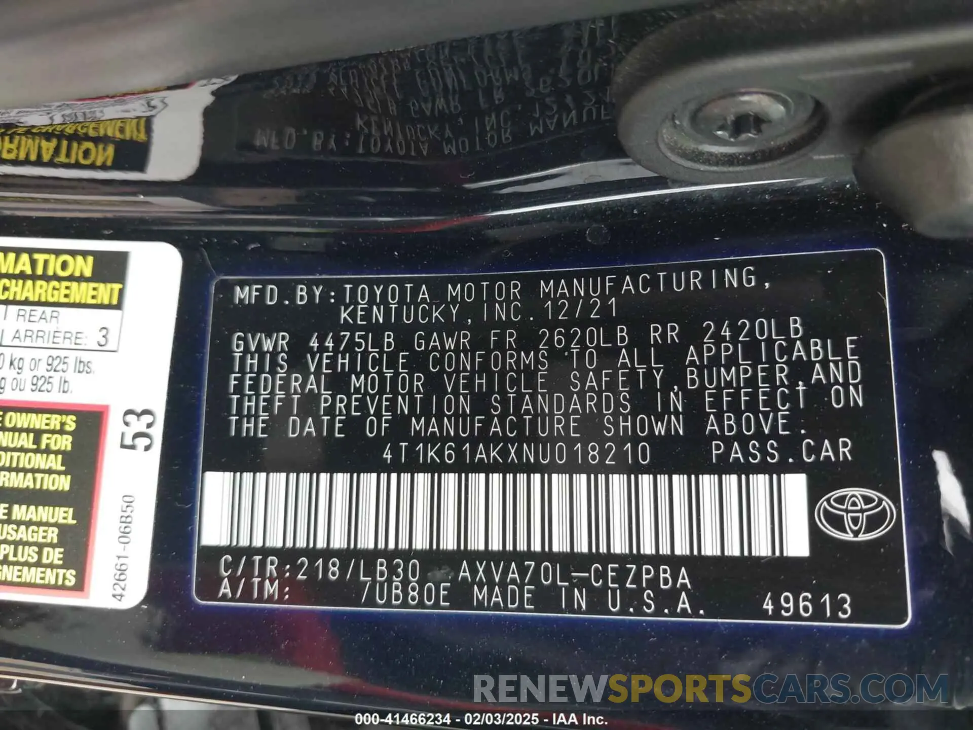 9 Photograph of a damaged car 4T1K61AKXNU018210 TOYOTA CAMRY 2022