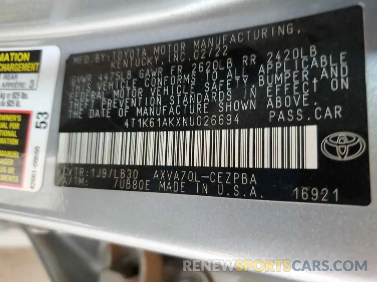 14 Photograph of a damaged car 4T1K61AKXNU026694 TOYOTA CAMRY 2022