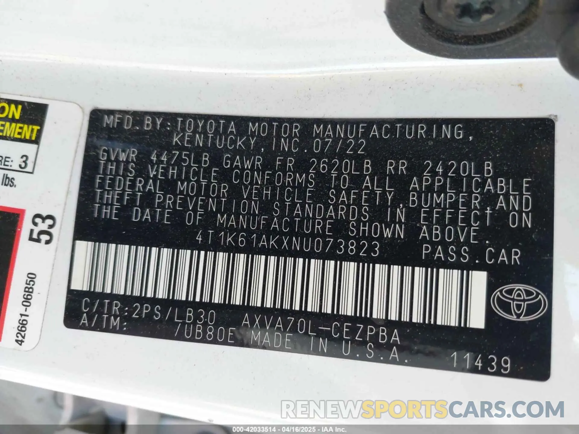 9 Photograph of a damaged car 4T1K61AKXNU073823 TOYOTA CAMRY 2022
