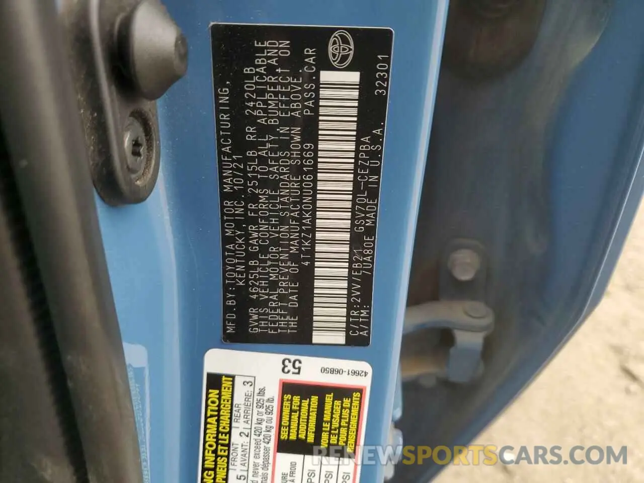 13 Photograph of a damaged car 4T1KZ1AK0NU061669 TOYOTA CAMRY 2022