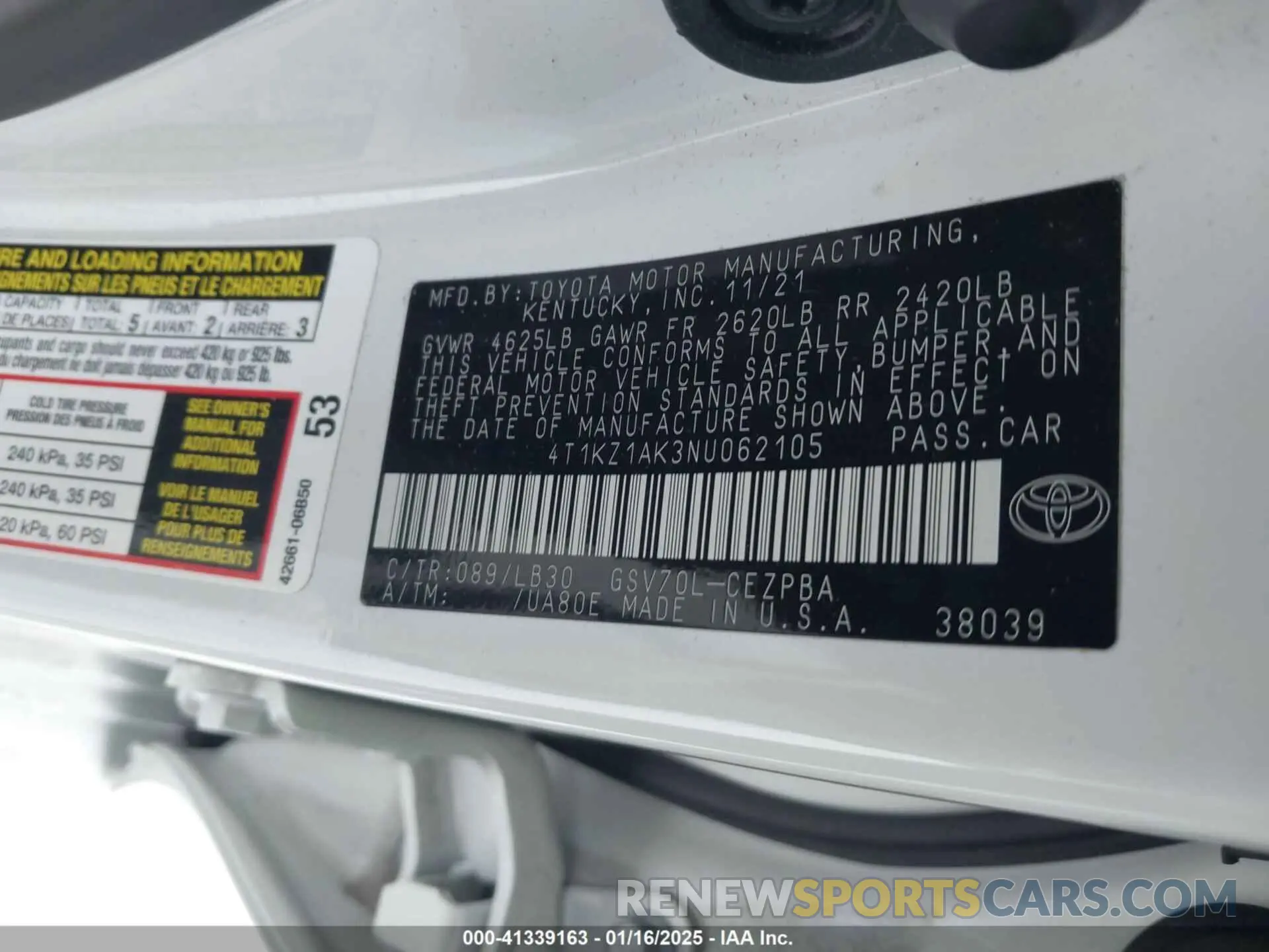 9 Photograph of a damaged car 4T1KZ1AK3NU062105 TOYOTA CAMRY 2022