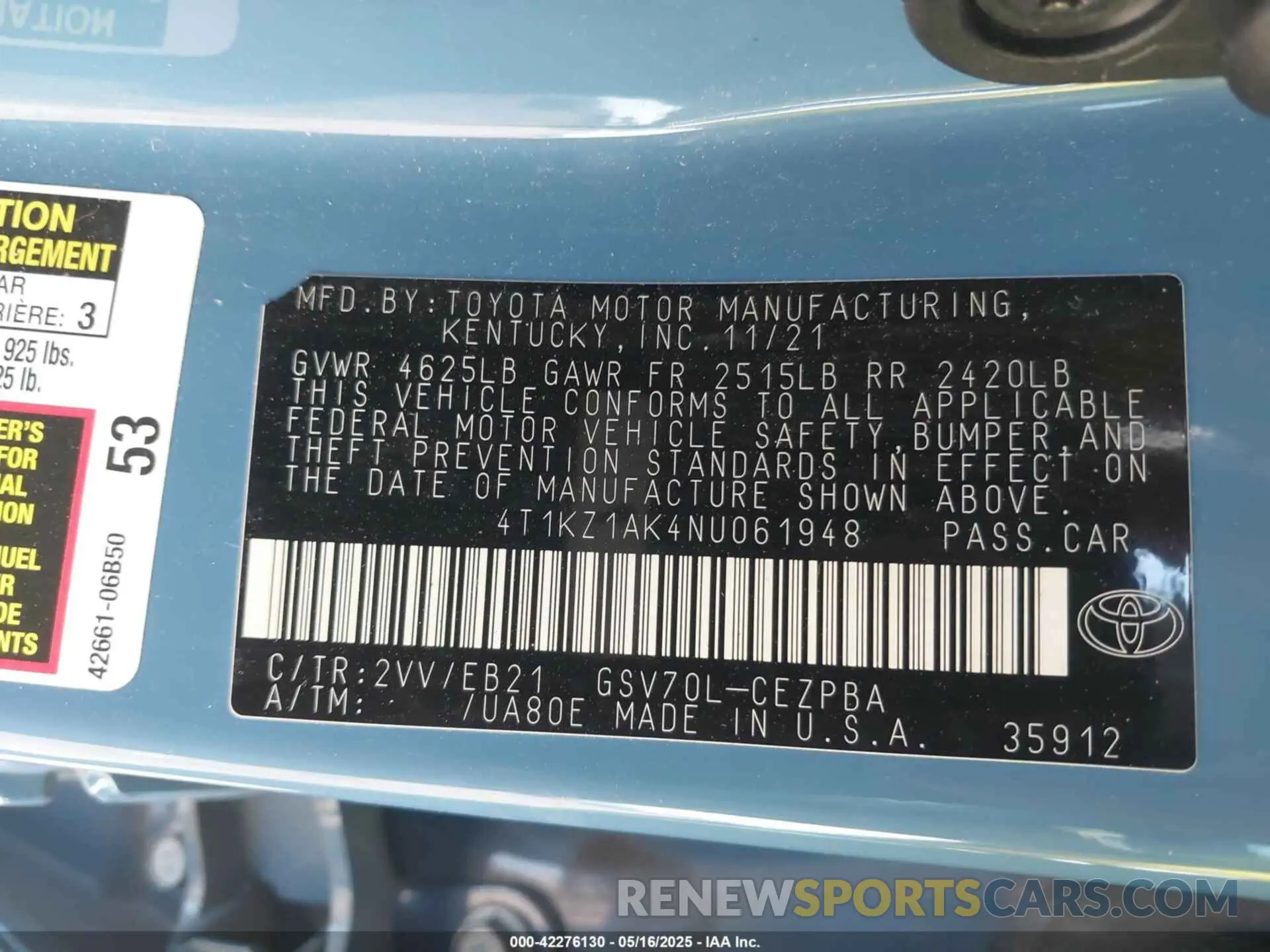 9 Photograph of a damaged car 4T1KZ1AK4NU061948 TOYOTA CAMRY 2022