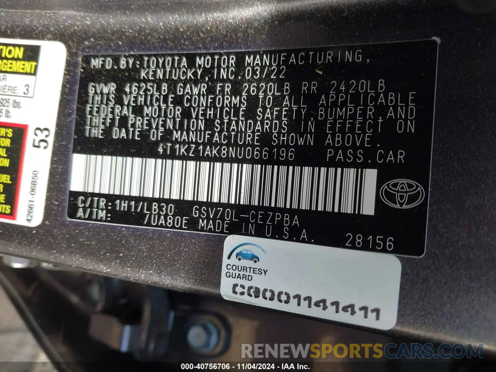 9 Photograph of a damaged car 4T1KZ1AK8NU066196 TOYOTA CAMRY 2022