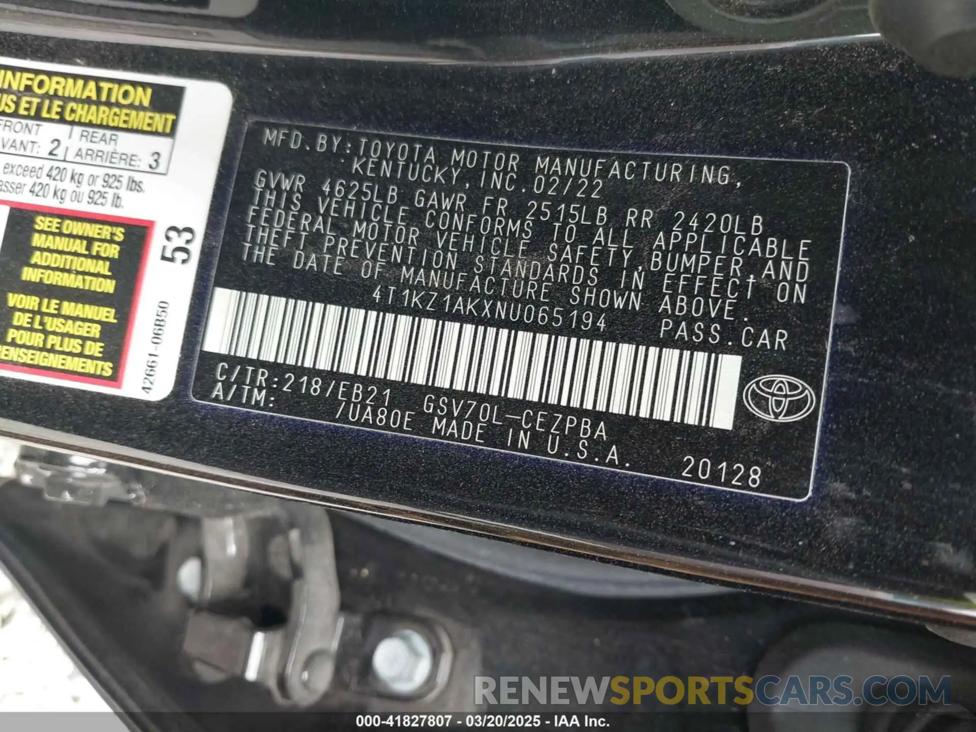 9 Photograph of a damaged car 4T1KZ1AKXNU065194 TOYOTA CAMRY 2022