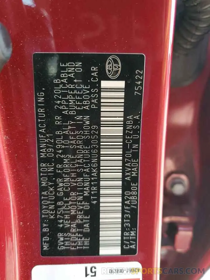 13 Photograph of a damaged car 4T1R11AK6NU630529 TOYOTA CAMRY 2022
