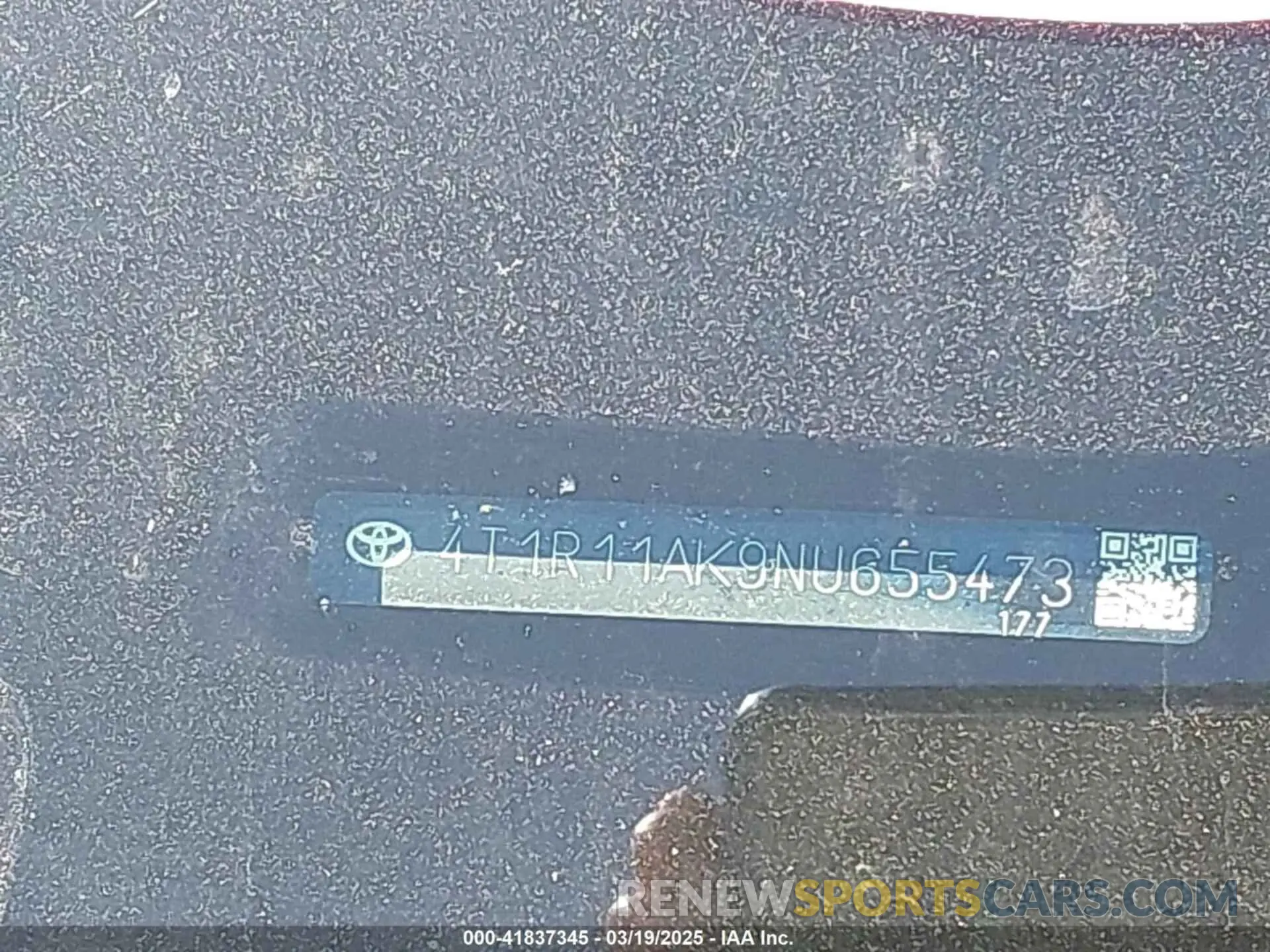 9 Photograph of a damaged car 4T1R11AK9NU655473 TOYOTA CAMRY 2022