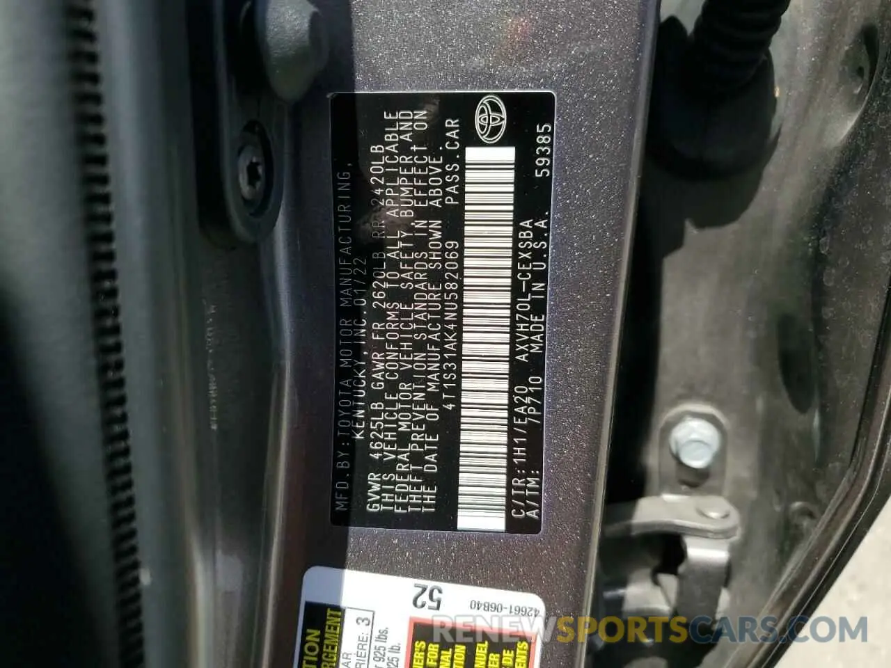 12 Photograph of a damaged car 4T1S31AK4NU582069 TOYOTA CAMRY 2022