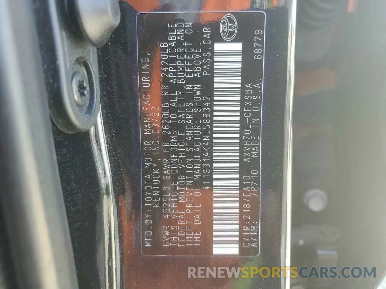 12 Photograph of a damaged car 4T1S31AK4NU588342 TOYOTA CAMRY 2022