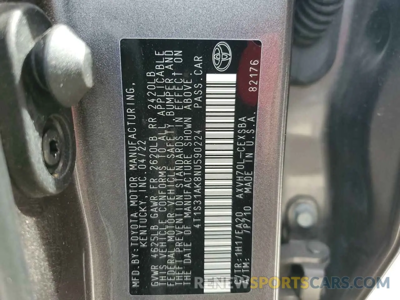 15 Photograph of a damaged car 4T1S31AK8NU590224 TOYOTA CAMRY 2022