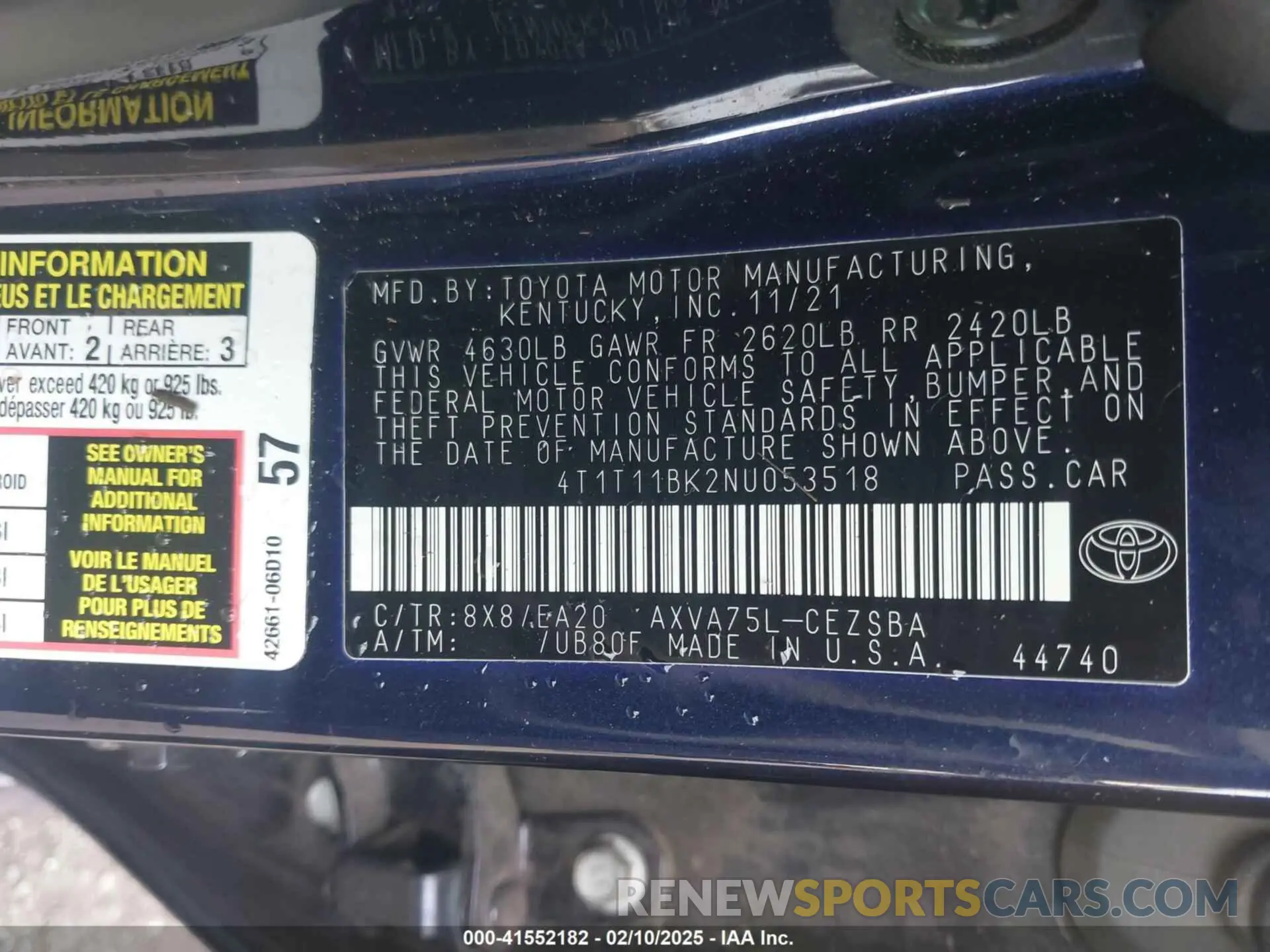 9 Photograph of a damaged car 4T1T11BK2NU053518 TOYOTA CAMRY 2022