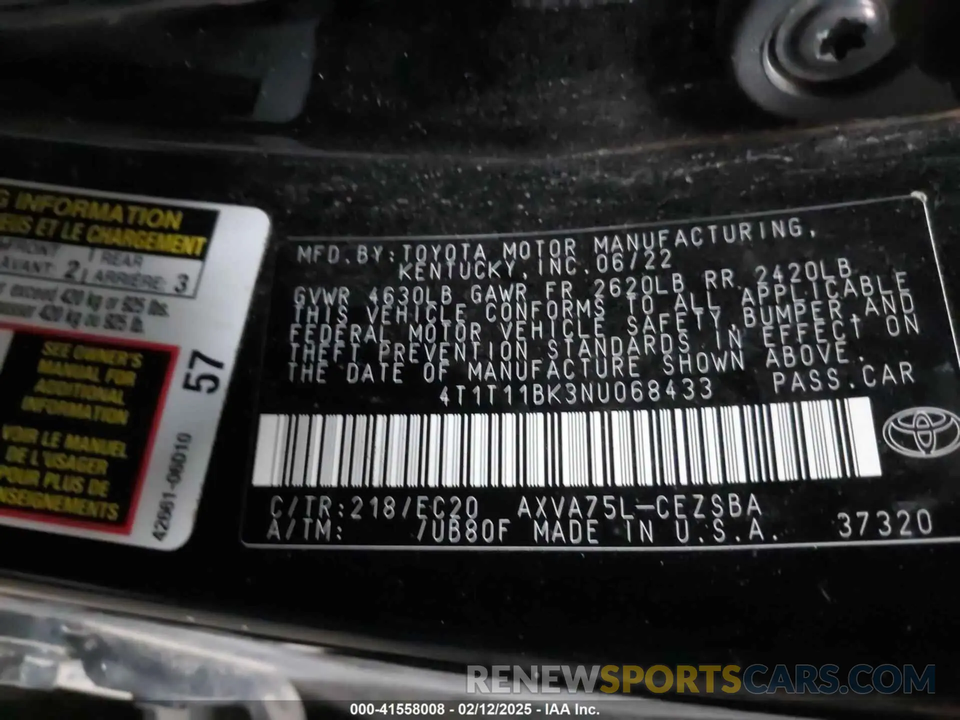 9 Photograph of a damaged car 4T1T11BK3NU068433 TOYOTA CAMRY 2022
