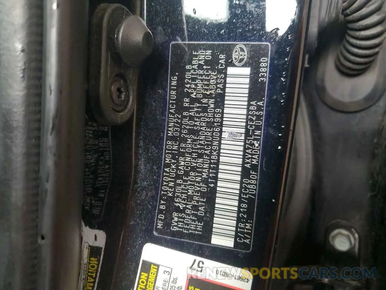 12 Photograph of a damaged car 4T1T11BK9NU061969 TOYOTA CAMRY 2022