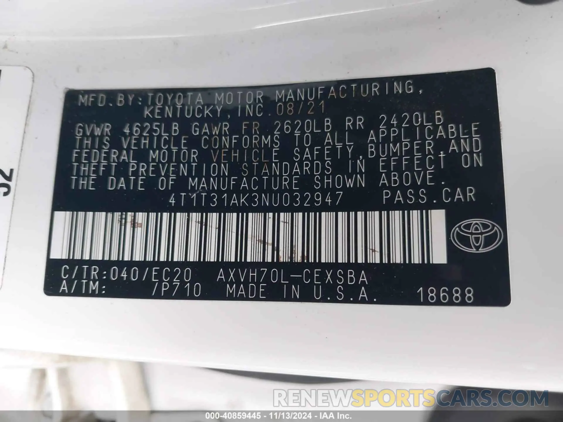 9 Photograph of a damaged car 4T1T31AK3NU032947 TOYOTA CAMRY 2022