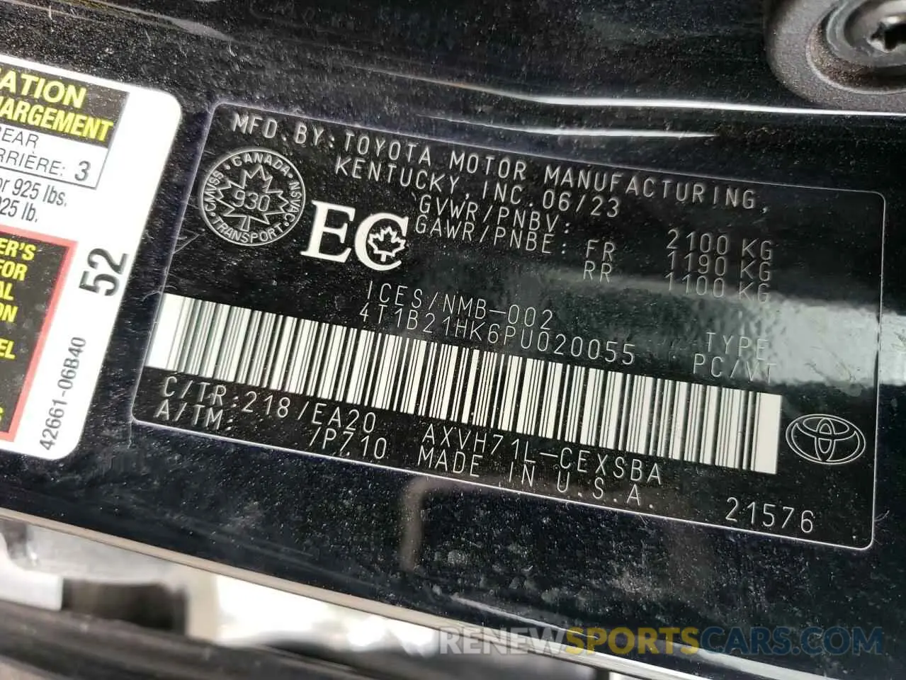 12 Photograph of a damaged car 4T1B21HK6PU020055 TOYOTA CAMRY 2023