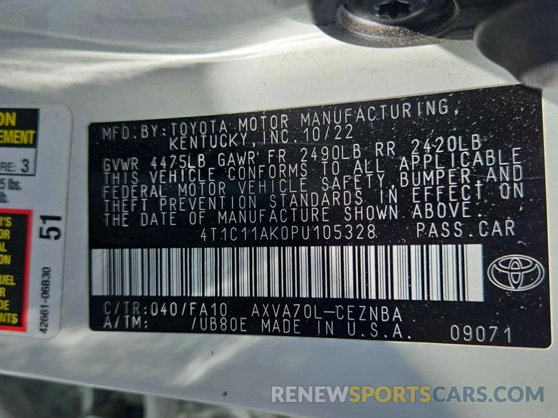 15 Photograph of a damaged car 4T1C11AK0PU105328 TOYOTA CAMRY 2023