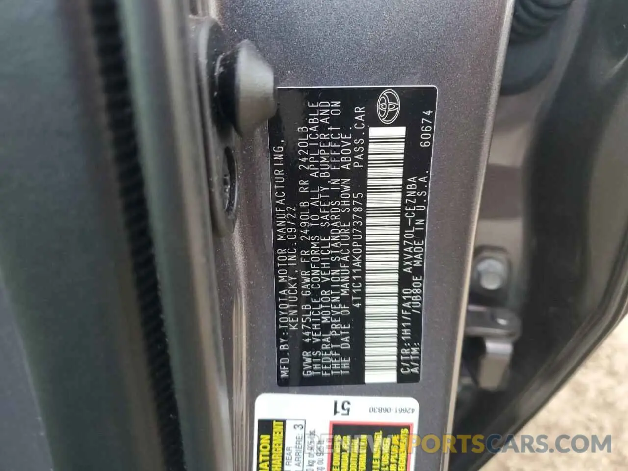 13 Photograph of a damaged car 4T1C11AK0PU737875 TOYOTA CAMRY 2023